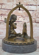 Praying Baby Angel Bronze Sculpture Religious Deal