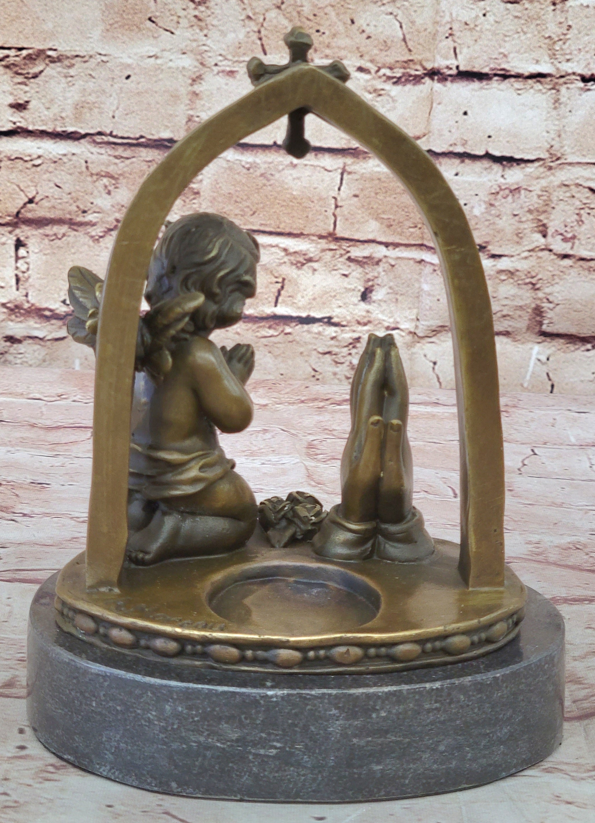 Putti Praying by A. Moreau Genuine Real Bronze
