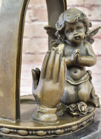 Praying Baby Angel Bronze Sculpture Religious Deal