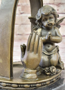 Putti Praying by A. Moreau Genuine Real Bronze
