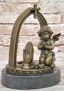 Praying Baby Angel Bronze Sculpture Religious Deal