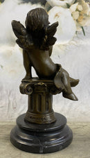 Cherub Boy Playing Trumpet Bugle Bronze Moreau 8" x 5"