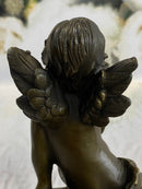 Cherub Boy Playing Trumpet Bugle Bronze Moreau 8" x 5"