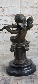 Little Boy Angel Playing Violin Bronze Sculpture
