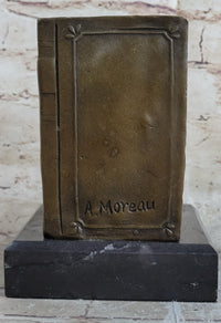 Signed Moreau Baby Angel Bookend Bronze Sculpture
