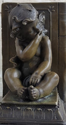 Signed Moreau Baby Angel Bookend Bronze Sculpture