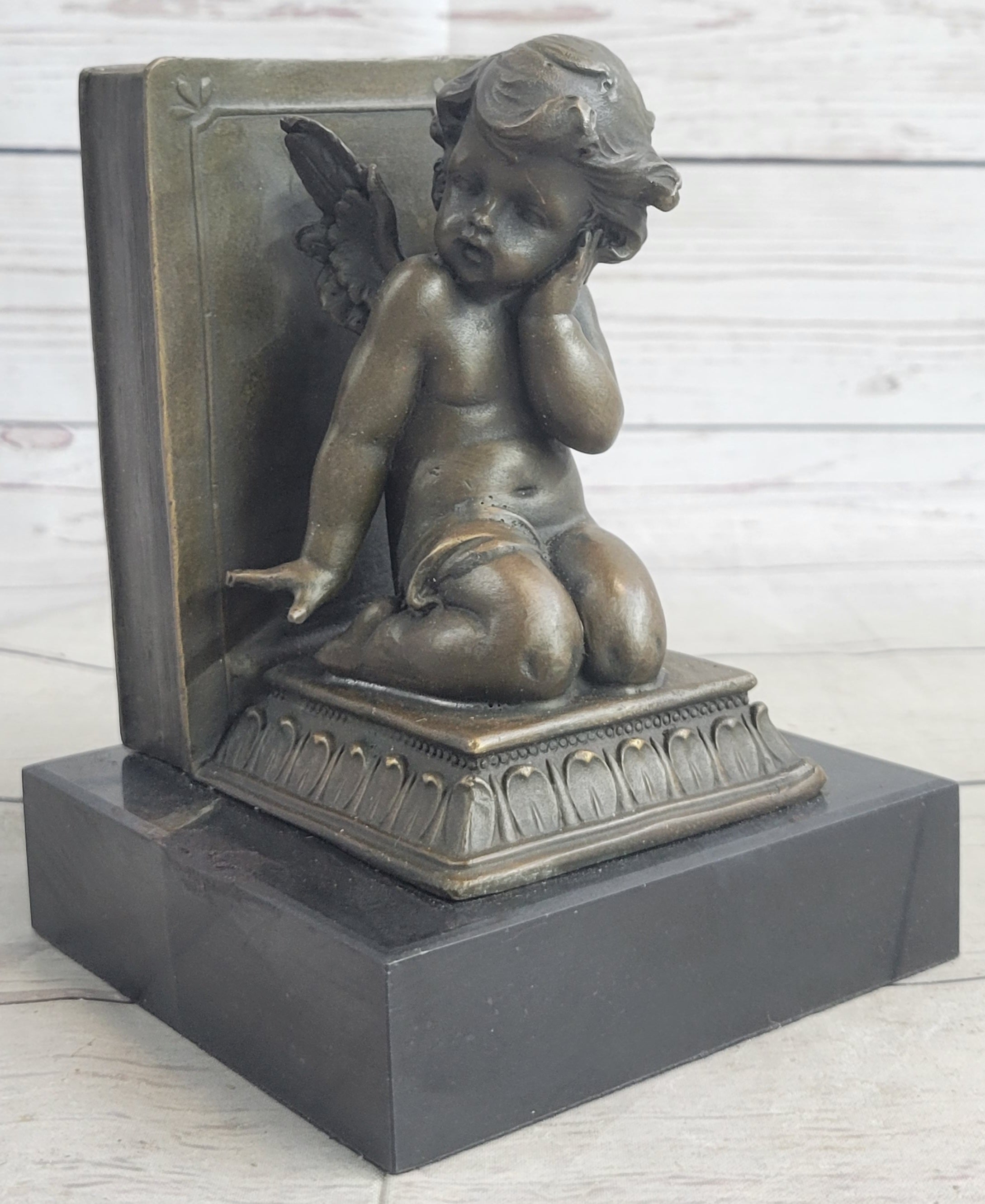 Bronze Cherubim Pair of Bookends 6" x 9"