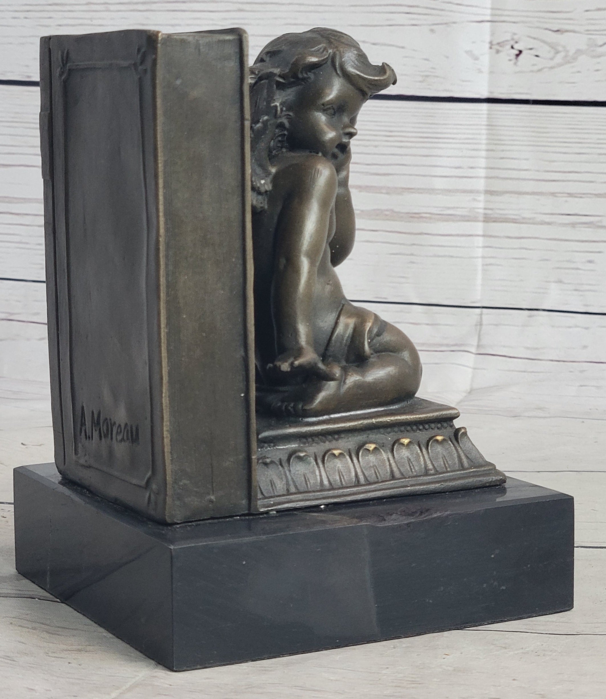 Bronze Cherubim Pair of Bookends 6" x 9"