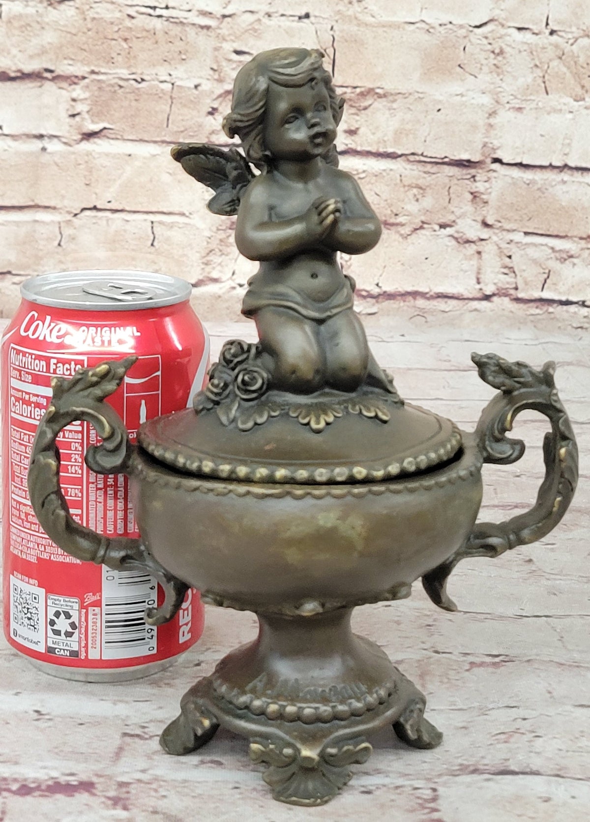 Baby Angel Praying Trinket Jewelry Box Bronze Sculpture