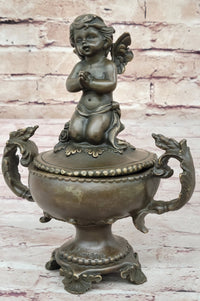 Baby Angel Praying Trinket Jewelry Box Bronze Sculpture
