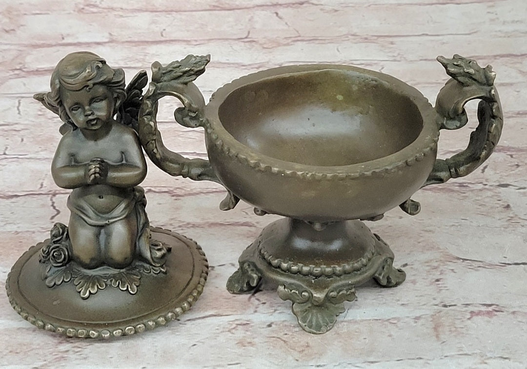 Baby Angel Praying Trinket Jewelry Box Bronze Sculpture