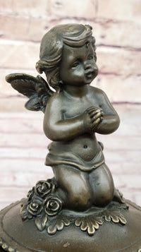 Baby Angel Praying Trinket Jewelry Box Bronze Sculpture