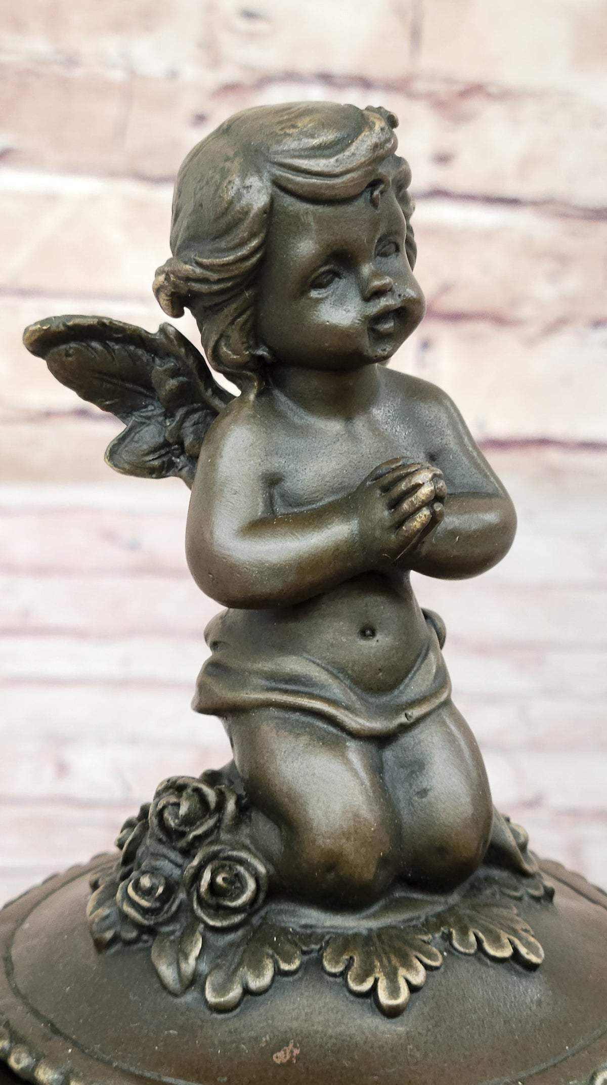 Baby Angel Praying Trinket Jewelry Box Bronze Sculpture