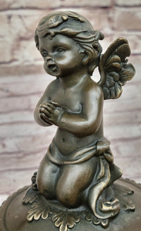 Baby Angel Praying Trinket Jewelry Box Bronze Sculpture