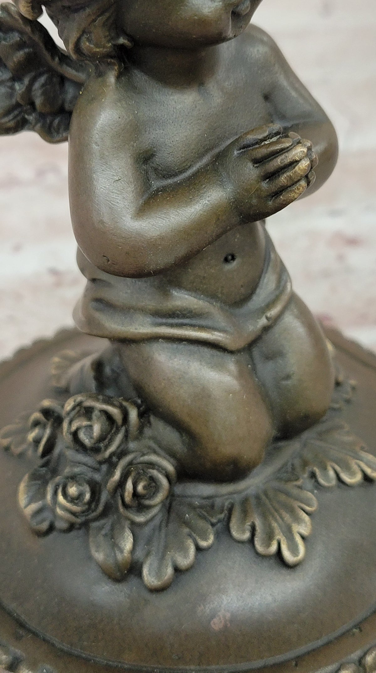 Baby Angel Praying Trinket Jewelry Box Bronze Sculpture