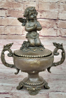 Baby Angel Praying Trinket Jewelry Box Bronze Sculpture