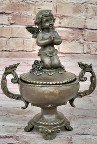 Baby Angel Praying Trinket Jewelry Box Bronze Sculpture