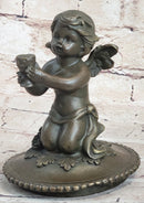 Bronze Cherub Urn Jewelry Trinket Box 8" x 6"