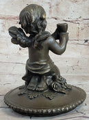 Bronze Cherub Urn Jewelry Trinket Box 8" x 6"