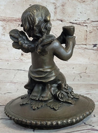 Bronze Cherub Urn Jewelry Trinket Box 8" x 6"