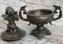 Bronze Cherub Urn Jewelry Trinket Box 8" x 6"