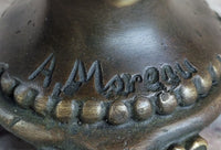 Bronze Cherub Urn Jewelry Trinket Box 8" x 6"