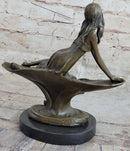 Bronze Sculpture of Young Girl on Marble Base by J. Mavchi