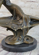 Bronze Sculpture of Young Girl on Marble Base by J. Mavchi