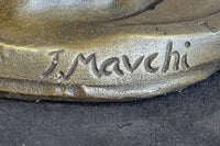 Bronze Sculpture of Young Girl on Marble Base by J. Mavchi