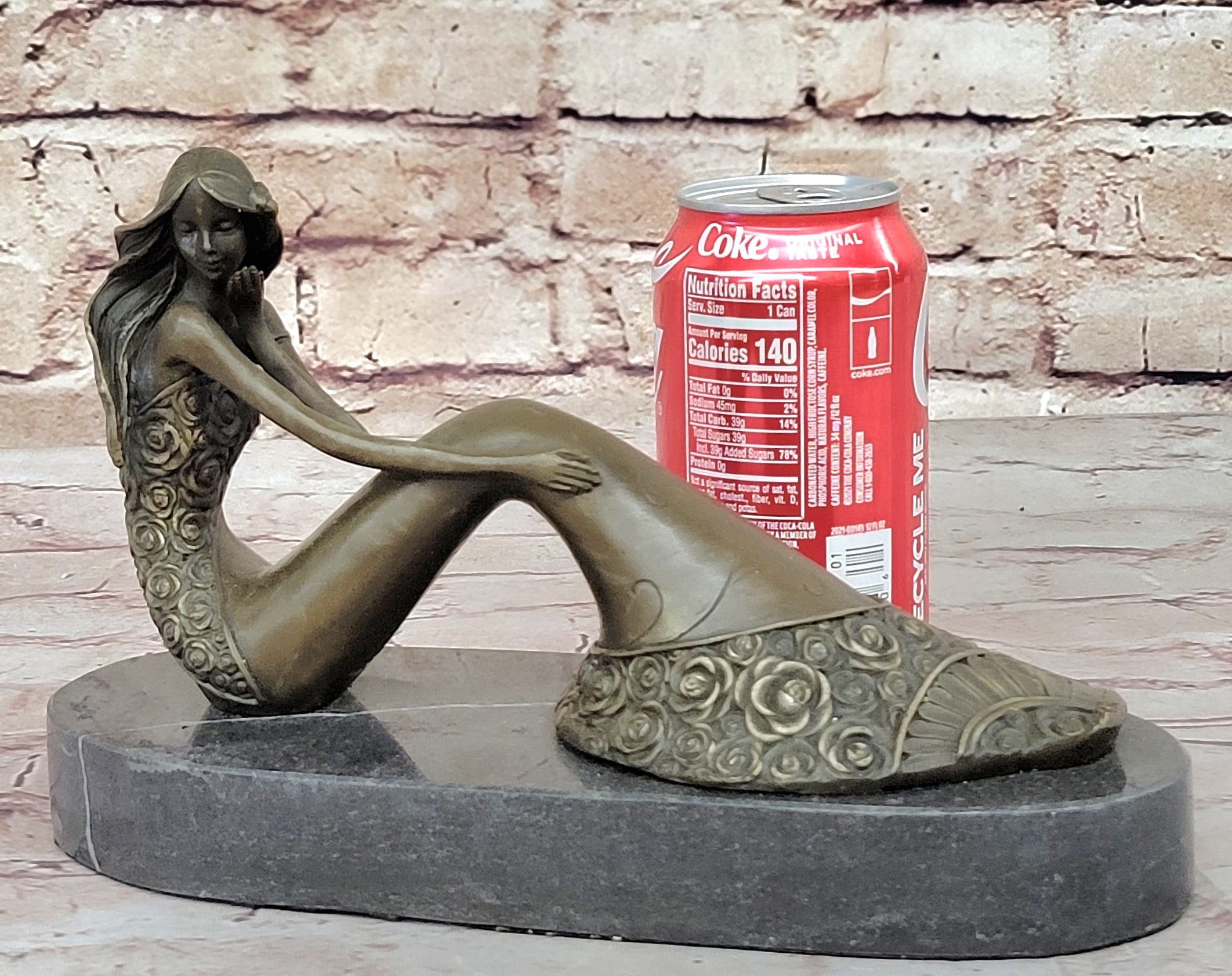 Abstract Female Figure Sitting Mermaid Style Bronze Sculpture