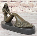 Abstract Female Figure Sitting Mermaid Style Bronze Sculpture