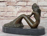 Abstract Female Figure Sitting Mermaid Style Bronze Sculpture