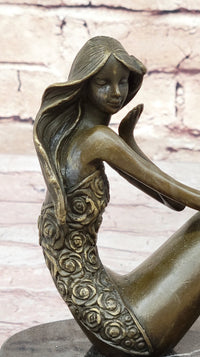 Abstract Female Figure Sitting Mermaid Style Bronze Sculpture