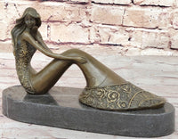 Abstract Female Figure Sitting Mermaid Style Bronze Sculpture