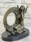 Hot Cast Fairy Bronze Sculpture Marble Base