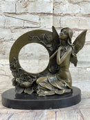 Hot Cast Fairy Bronze Sculpture Marble Base