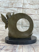 Hot Cast Fairy Bronze Sculpture Marble Base