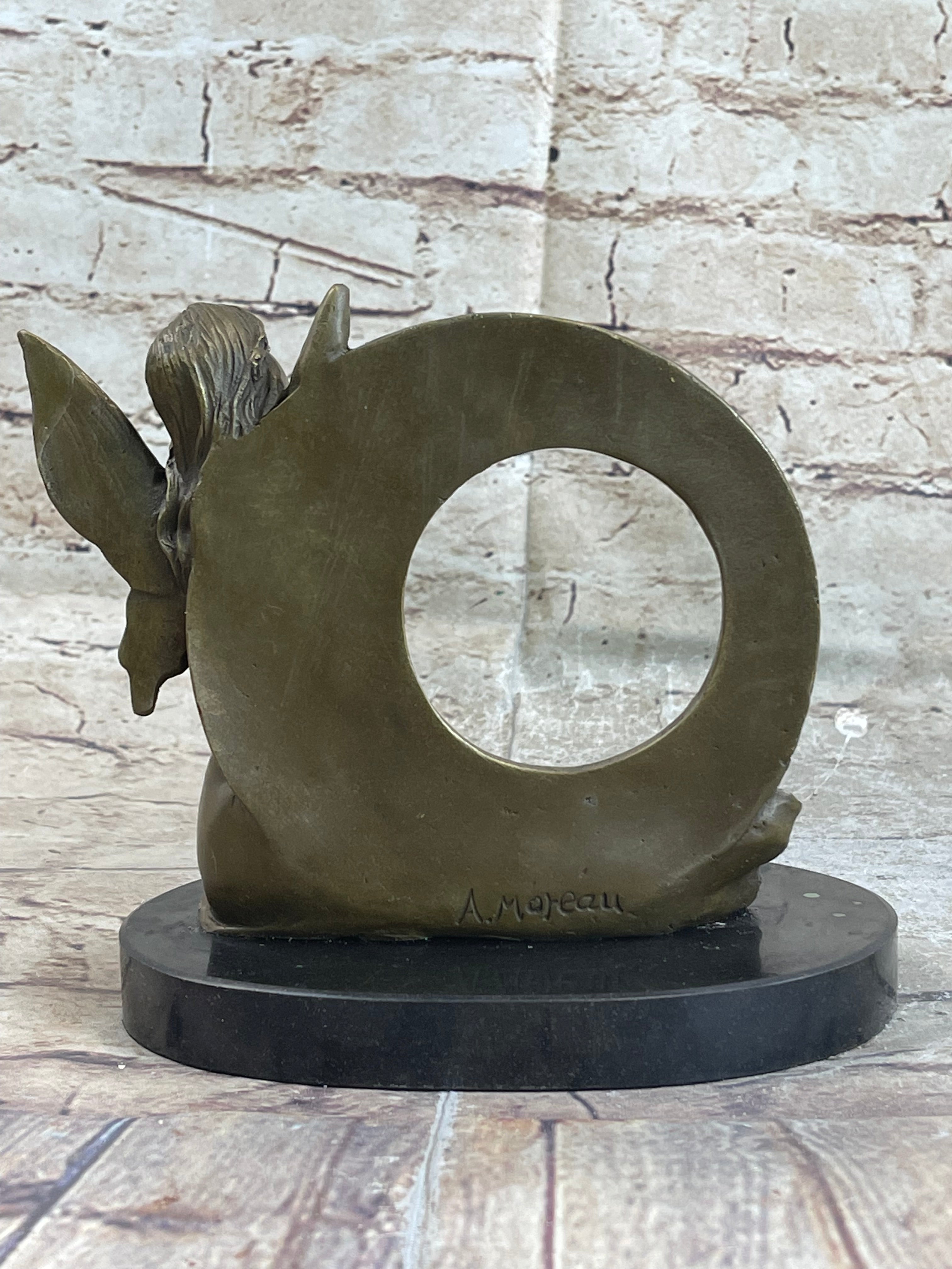 Hot Cast Fairy Bronze Sculpture Marble Base