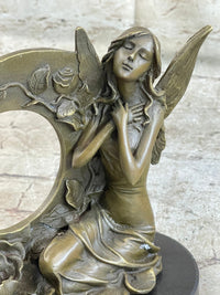 Hot Cast Fairy Bronze Sculpture Marble Base