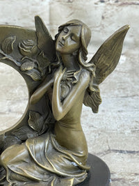 Hot Cast Fairy Bronze Sculpture Marble Base