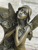 Hot Cast Fairy Bronze Sculpture Marble Base