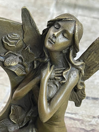 Hot Cast Fairy Bronze Sculpture Marble Base