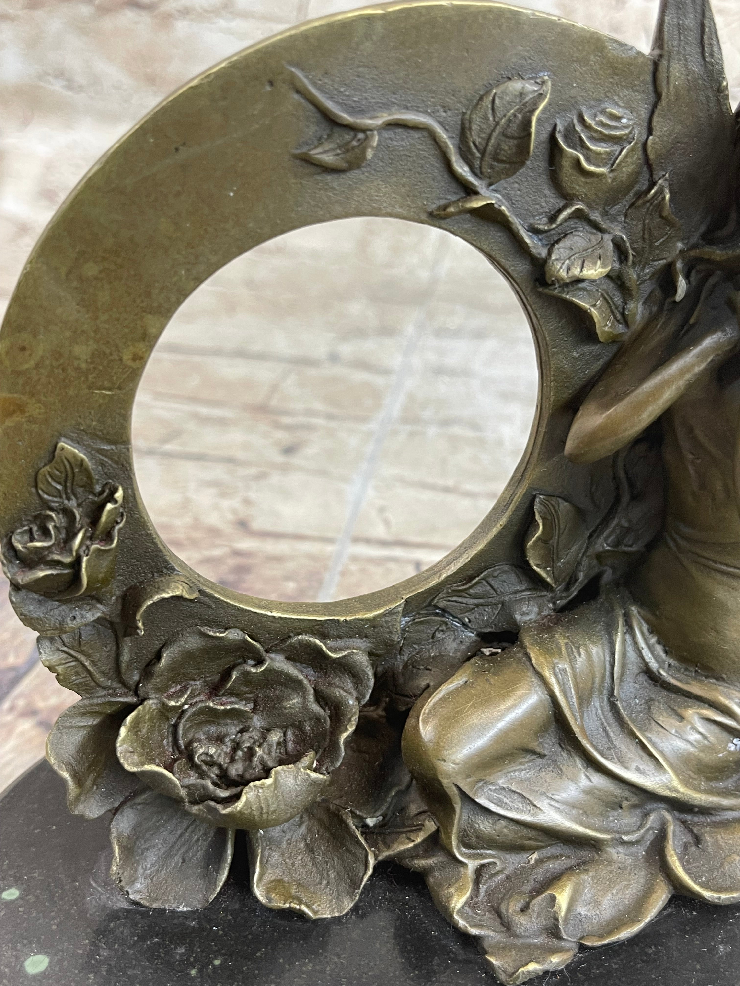Hot Cast Fairy Bronze Sculpture Marble Base