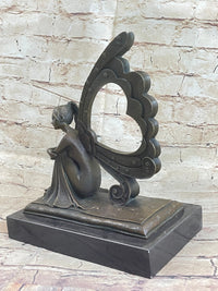 Angel Memorial Picture Holder Frame Bronze 19" x 8"
