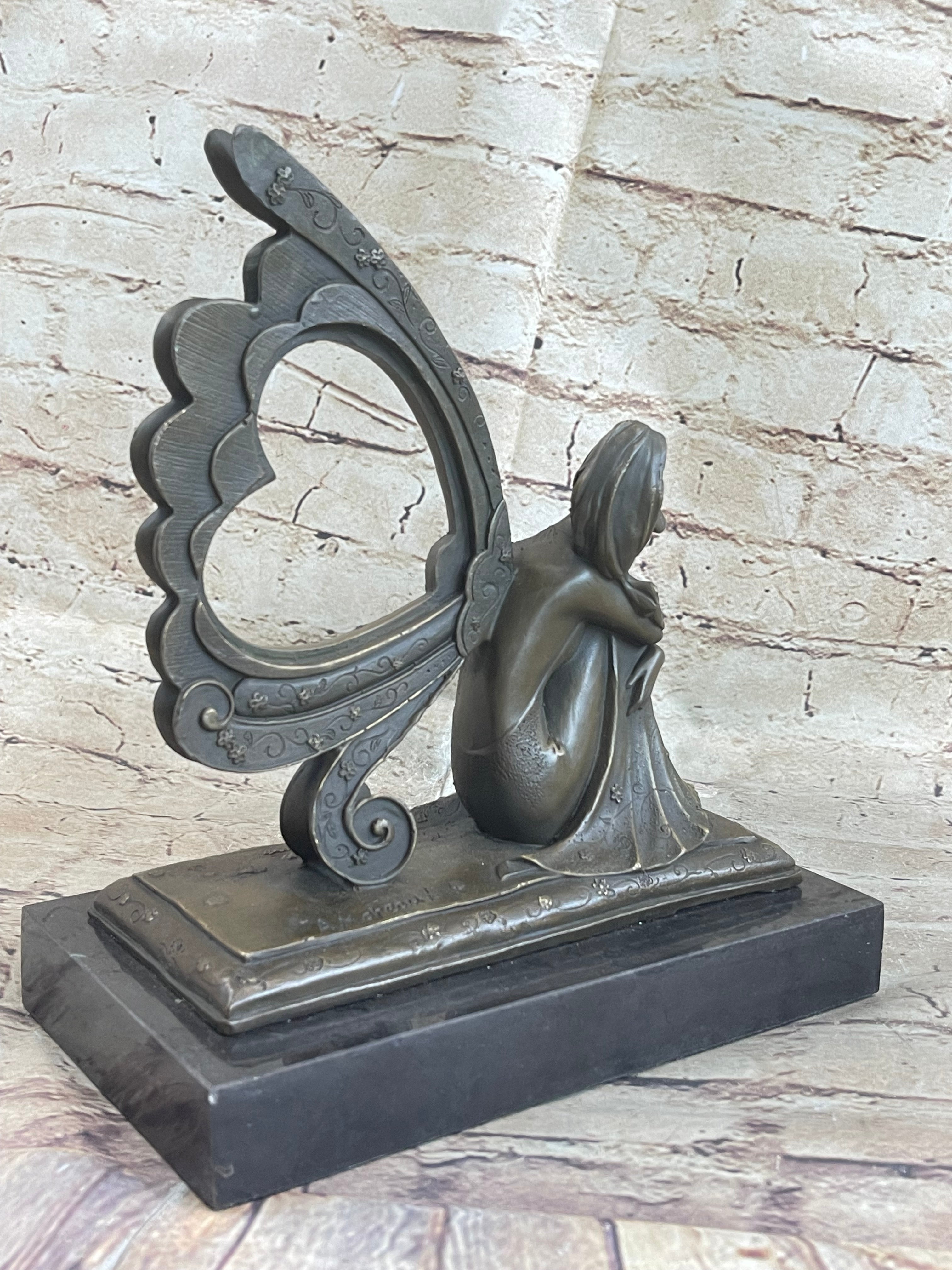 Angel Memorial Picture Holder Frame Bronze 19" x 8"
