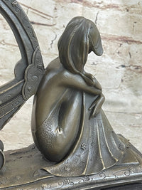Angel Memorial Picture Holder Frame Bronze 19" x 8"