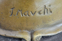 Signed Mavchi Venus on the Moon Bronze Sculpture Marble Base