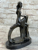 Skinny Sexy Art Deco Girl Bronze Sculpture Figure 10" x 6.5"