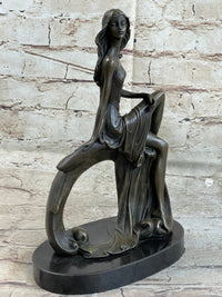Skinny Sexy Art Deco Girl Bronze Sculpture Figure 10" x 6.5"