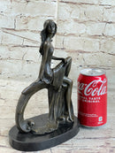 Skinny Sexy Art Deco Girl Bronze Sculpture Figure 10" x 6.5"